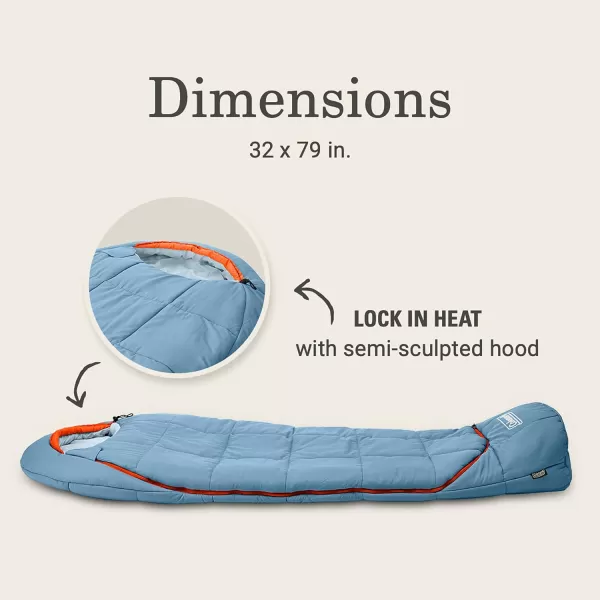 Coleman Big Bay Mummy Sleeping Bag, Cool-Weather 0°F/20°F/40°F Camping Sleeping Bag for Adults with Foot Ventilation and Compression Stuff Sack, Big &amp; Tall