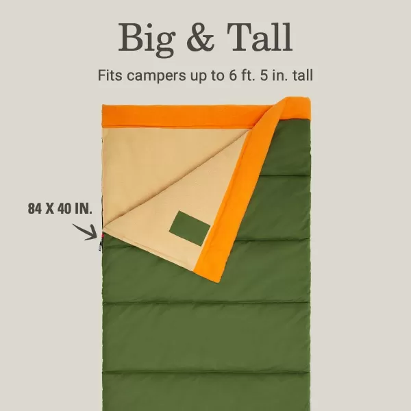 Coleman Big Game 0°F Big &amp; Tall Sleeping Bag, Cold Weather Adult Sleeping Bag with Sherpa &amp; Flannel Lining and 2-Way Zipper, Fits Campers up to 6'5"