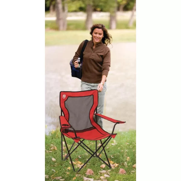 Coleman Broadband Mesh Quad Camping Chair, Cooling Mesh Back with Cup Holder, Adjustable Arm Heights, &amp; Carry Bag; Supports up to 250lbs