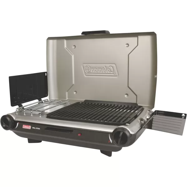 Coleman Classic 2-in-1 Camping Grill/Stove with 2 Adjustable Burners, Propane Grill/Stove with Push-Button Starter, Wind Guards, Grease Tray, &amp; 20,000 BTUs of Power for Camping, Tailgating, &amp; More