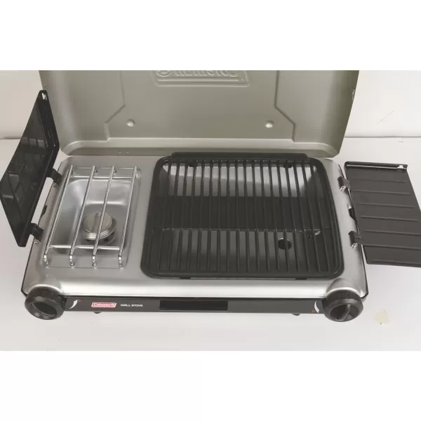 Coleman Classic 2-in-1 Camping Grill/Stove with 2 Adjustable Burners, Propane Grill/Stove with Push-Button Starter, Wind Guards, Grease Tray, &amp; 20,000 BTUs of Power for Camping, Tailgating, &amp; More