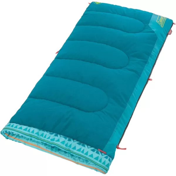 Coleman Kids 50°F Sleeping Bag, Comfortable Youth Sleeping Bag for Sleepovers &amp; Camping, Fits Children up to 5ft Tall, Glow in The Dark Design, Stuff Sack Included, Machine Washable