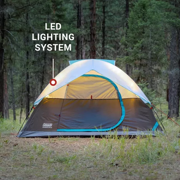 Coleman OneSource Rechargeable 4/6 Person Camping Tent with Airflow System &amp; LED Lighting, Includes Rainfly, Tent Fan, Lights, and Interchangeable Battery Pack, Easy Setup Tent for Camping