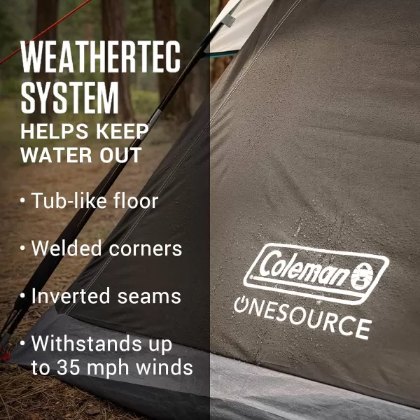 Coleman OneSource Rechargeable 4/6 Person Camping Tent with Airflow System &amp; LED Lighting, Includes Rainfly, Tent Fan, Lights, and Interchangeable Battery Pack, Easy Setup Tent for Camping