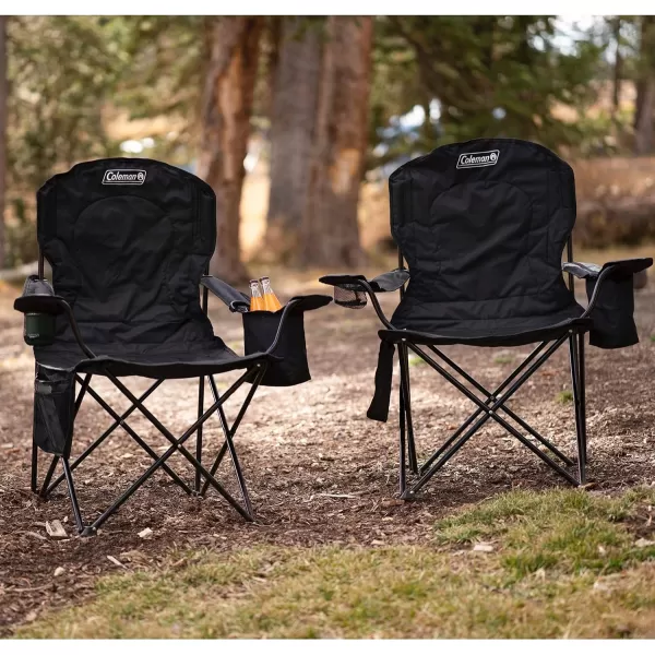 Coleman Portable Camping Chair with 4-Can Cooler, Fully Cushioned Seat and Back with Side Pocket and Cup Holder, Carry Bag Included, Collapsible Chair for Camping, Tailgates, Beach, and Sports