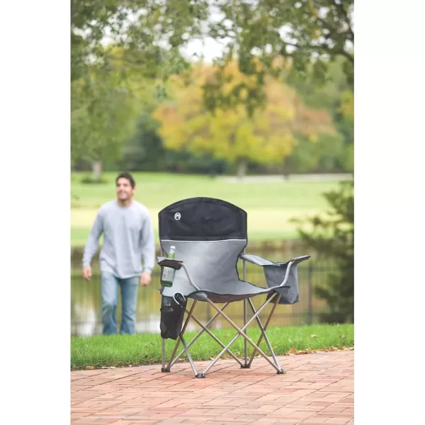 Coleman Portable Camping Chair with 4-Can Cooler, Fully Cushioned Seat and Back with Side Pocket and Cup Holder, Carry Bag Included, Collapsible Chair for Camping, Tailgates, Beach, and Sports