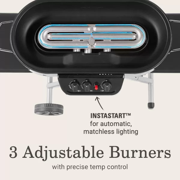 Coleman RoadTrip 285 Portable Stand-Up Propane Grill, Gas Grill with 3 Adjustable Burners &amp; Instastart Push-Button Ignition; Great for Camping, Tailgating, BBQ, Parties, Backyard, Patio &amp; More