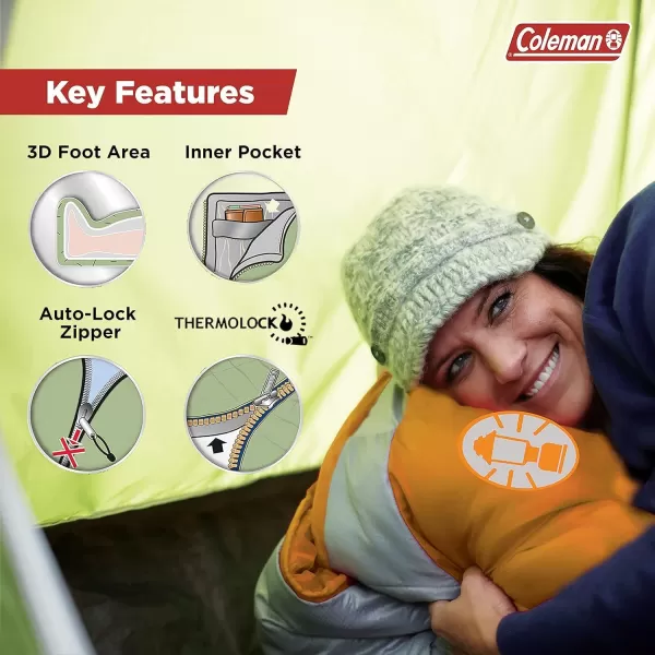 Coleman Silverton Cold-Weather Sleeping Bag, 0°F/25°F Adult Sleeping Bag with Heat Insulation, Stuff Sack, and No-Snag Zipper; Fits Campers up to 6ft 2 in