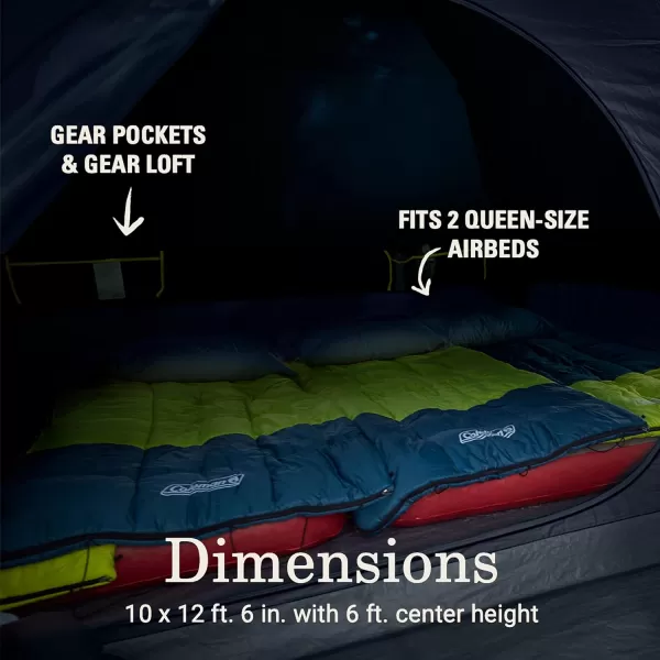 Coleman Skydome Camping Tent with Dark Room Technology and Screened Porch, Weatherproof 4/6 Person Tent Blocks 90% of Sunlight, Sets Up in 5 Minutes, and Includes Extra Storage/Sleeping Place