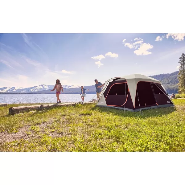 Coleman Skylodge Camping Tent, 8/10/12 Person Weatherproof Family Tent with Convertible Screen Room, Color-Coded Poles, Room Divider, Rainfly, and Storage Pockets, Fits Multiple Queen-Sized Airbeds