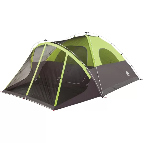 Coleman Steel Creek Fast Pitch Dome Camping Tent with Screened Porch, 6-Person Tent Includes Pre-Attached Poles, Integrated Rainfly, and Screened-In Porch, Sets Up in 7 Minutes