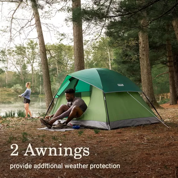 Coleman Sundome Camping Tent, 2/3/4/6 Person Dome Tent with Snag-Free Poles for Easy Setup in Under 10 Mins, Included Rainfly Blocks Wind &amp; Rain, Tent for Camping, Festivals, Backyard, Sleepovers