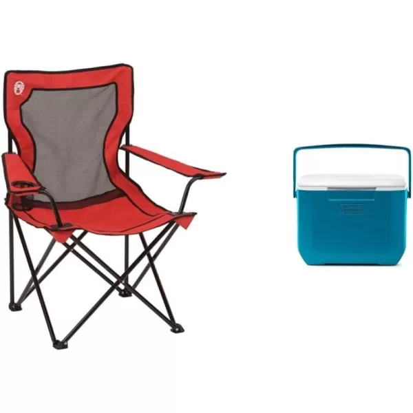 Coleman Broadband Mesh Quad Camping Chair, Cooling Mesh Back with Cup Holder, Adjustable Arm Heights, &amp; Carry Bag; Supports up to 250lbs