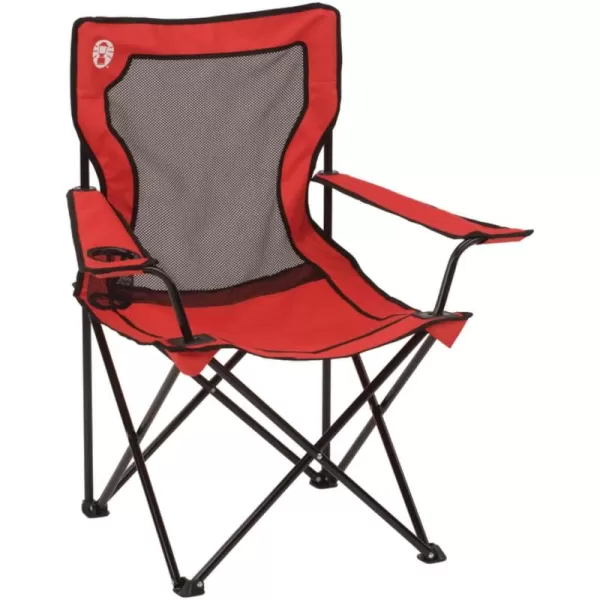 Coleman Broadband Mesh Quad Camping Chair, Cooling Mesh Back with Cup Holder, Adjustable Arm Heights, &amp; Carry Bag; Supports up to 250lbs