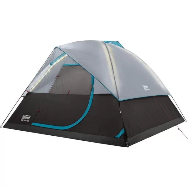 Coleman OneSource Rechargeable 4/6 Person Camping Tent with Airflow System &amp; LED Lighting, Includes Rainfly, Tent Fan, Lights, and Interchangeable Battery Pack, Easy Setup Tent for Camping