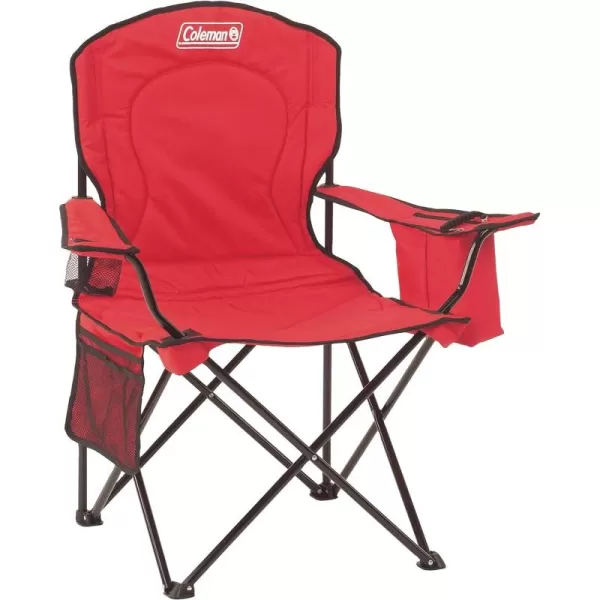 Coleman Portable Camping Chair with 4-Can Cooler, Fully Cushioned Seat and Back with Side Pocket and Cup Holder, Carry Bag Included, Collapsible Chair for Camping, Tailgates, Beach, and Sports