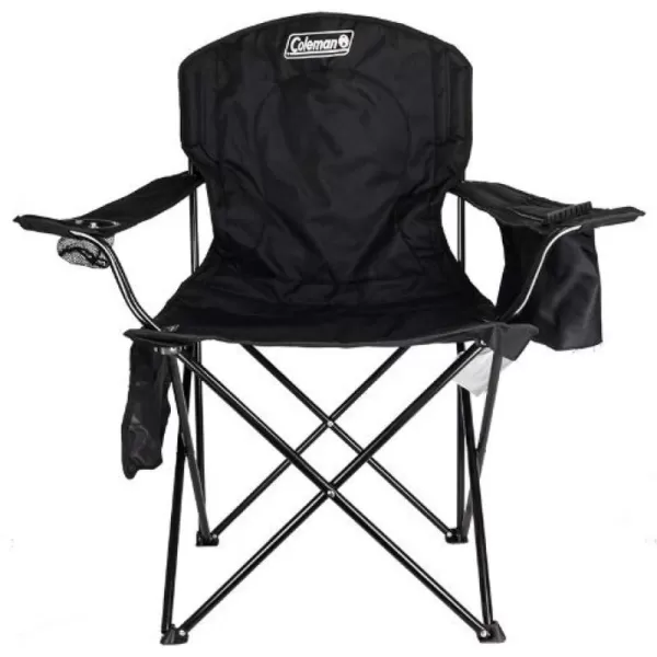 Coleman Portable Camping Chair with 4-Can Cooler, Fully Cushioned Seat and Back with Side Pocket and Cup Holder, Carry Bag Included, Collapsible Chair for Camping, Tailgates, Beach, and Sports