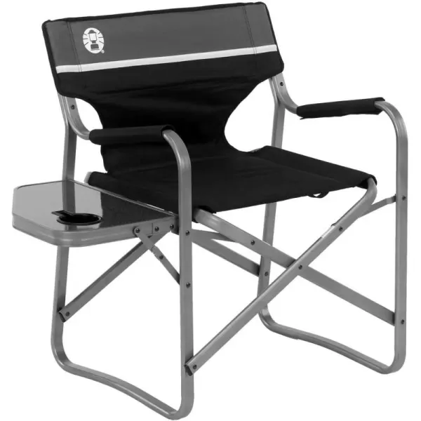 Coleman Portable Camping Chair with Side Table &amp; Cup Holder, Lightweight Folding Deck Chair with Padded Armrests &amp; Cushioned Back, Great for Camping, Tailgating, Patio, Sports, &amp; More