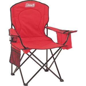 imageColeman Portable Camping Chair with 4Can Cooler Cushioned Seat ampamp Back with Side Pockets ampamp Cup Holder Carry Bag Included Great for Camping Tailgating Firepits Patio ampamp MoreRed