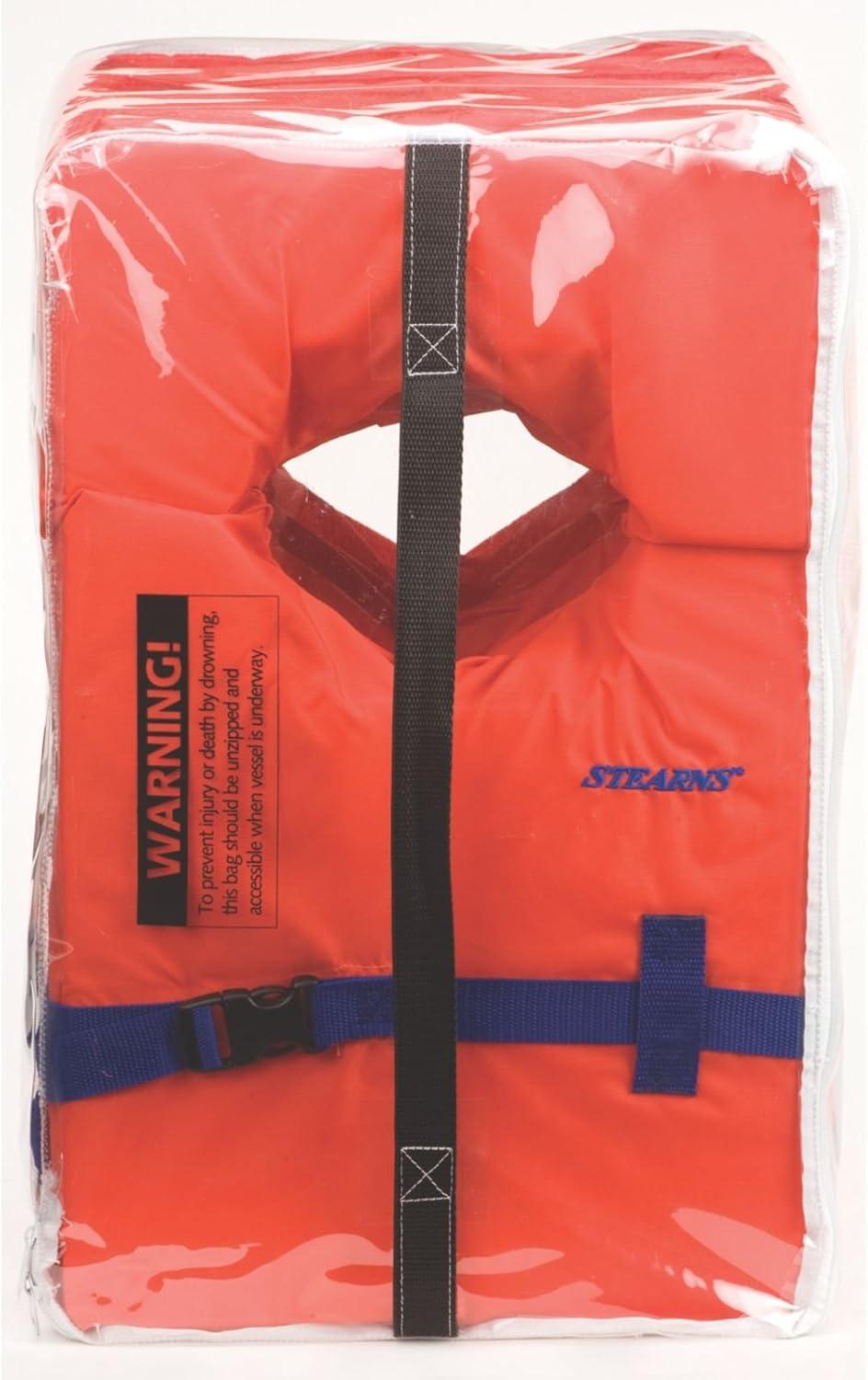 imageStearns 4Pack of PFD Life Vests USCGApproved Type II Life Jackets Universal Size Flotation Vests for Boat ampamp Swim Safety