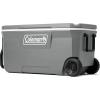 imageColeman Classic Series Insulated Portable Rolling Cooler with Wheels LeakResistant Outdoor Hard Cooler Keeps Ice up to 5 Days 100QuartRock Grey