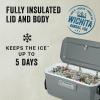 imageColeman Classic Series Insulated Portable Rolling Cooler with Wheels LeakResistant Outdoor Hard Cooler Keeps Ice up to 5 Days 100QuartRock Grey