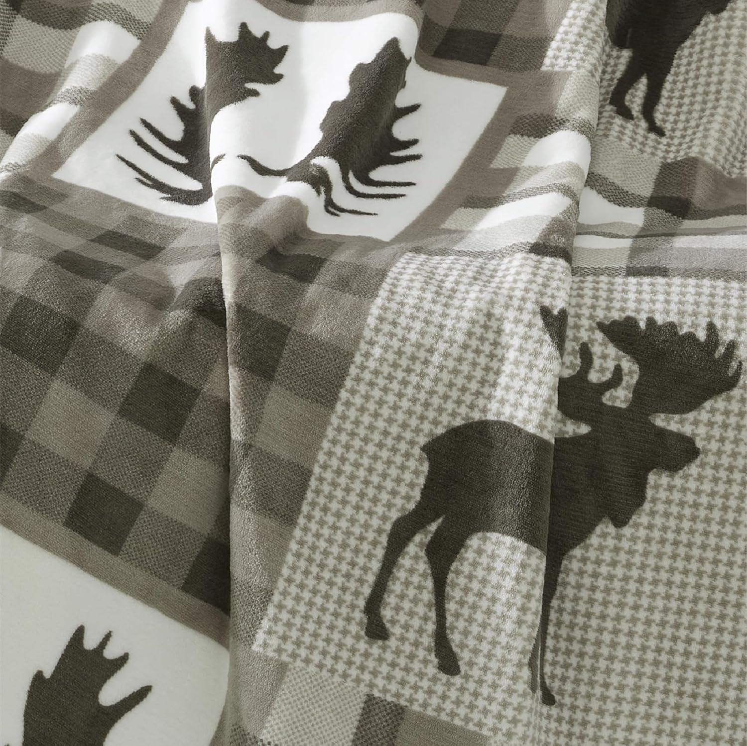 imageCathay Home Coleman Indoor Outdoor Reversible Water Resistant and Sherpa Throw Blanket 50x60 Inch Light BlueDark Taupe