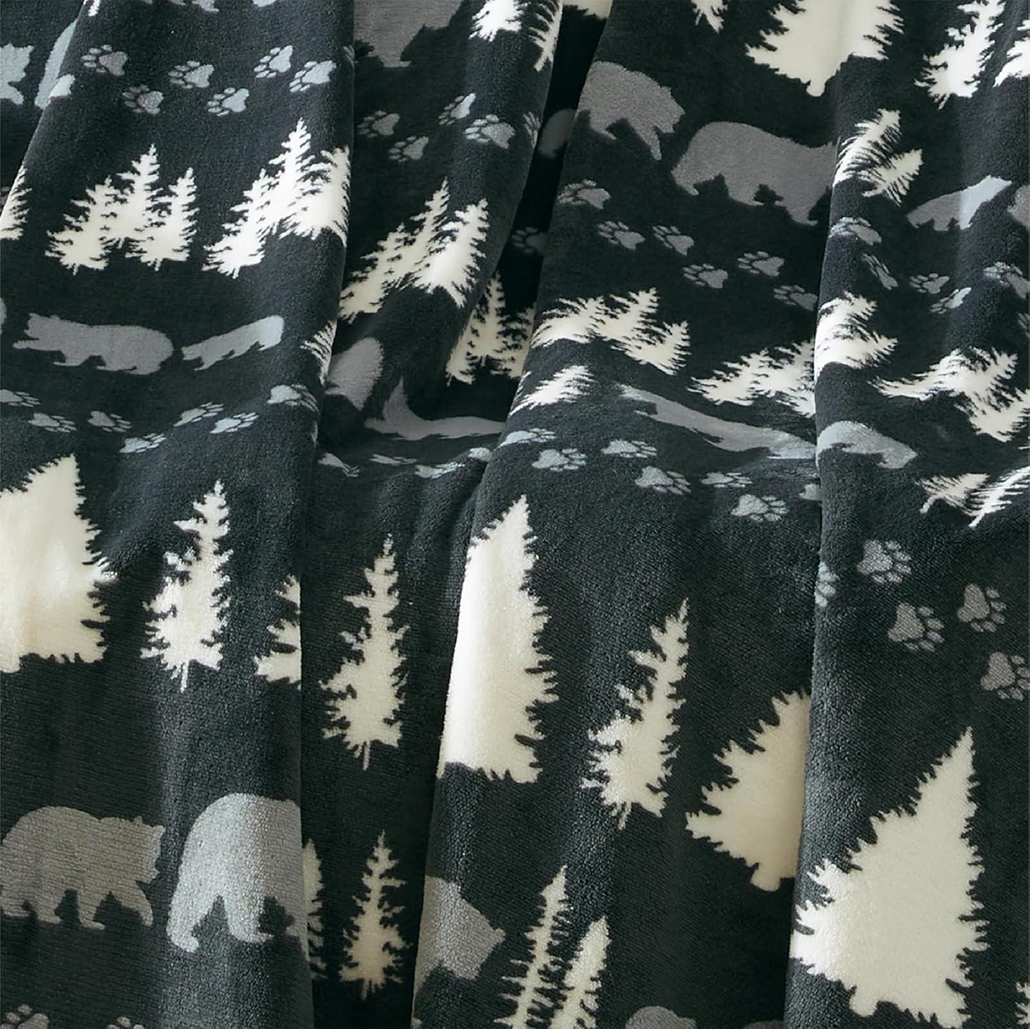 imageCathay Home Coleman Indoor Outdoor Reversible Water Resistant and Sherpa Throw Blanket 50x60 Inch Light BlueGrey