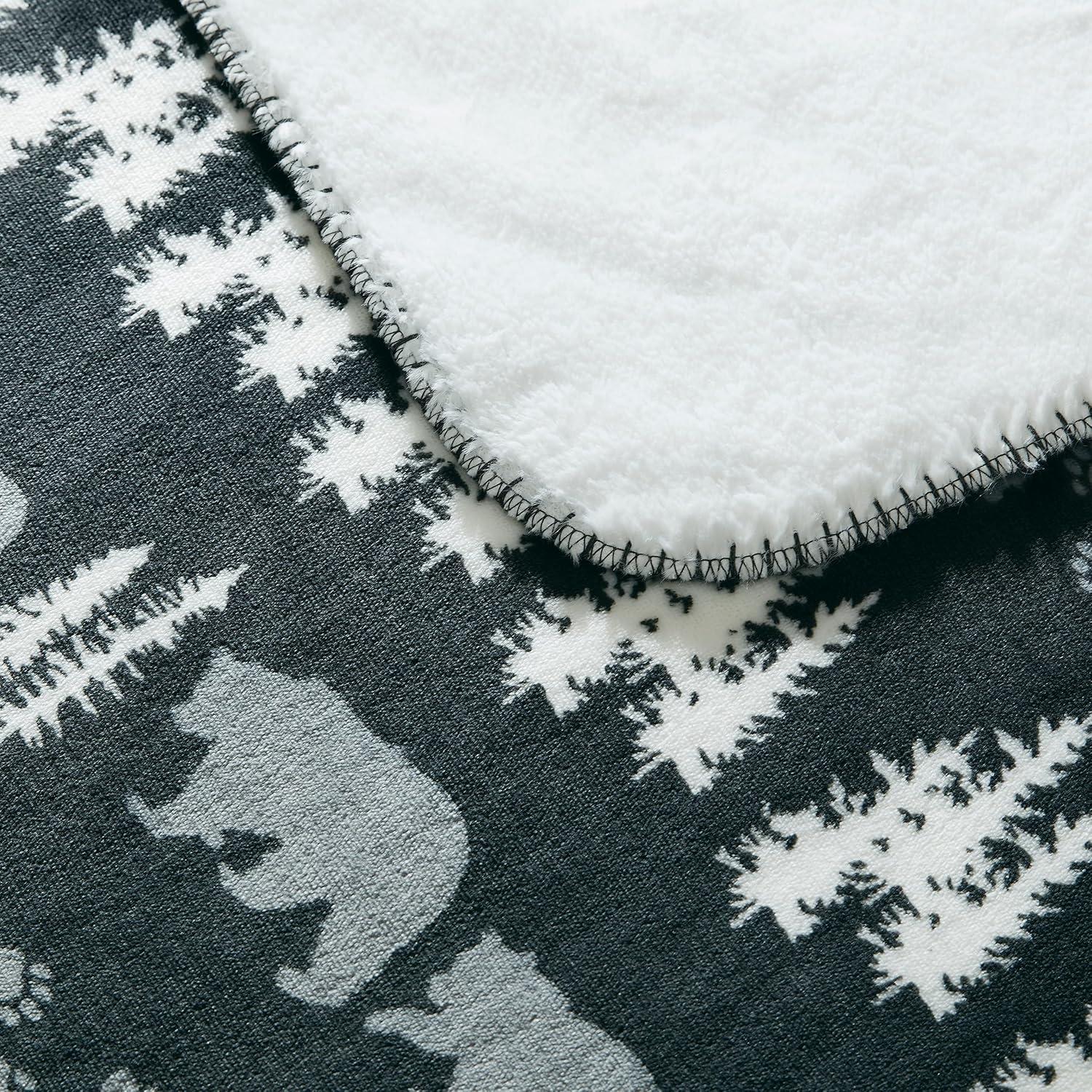 imageCathay Home Coleman Indoor Outdoor Reversible Water Resistant and Sherpa Throw Blanket 50x60 Inch Light BlueGrey