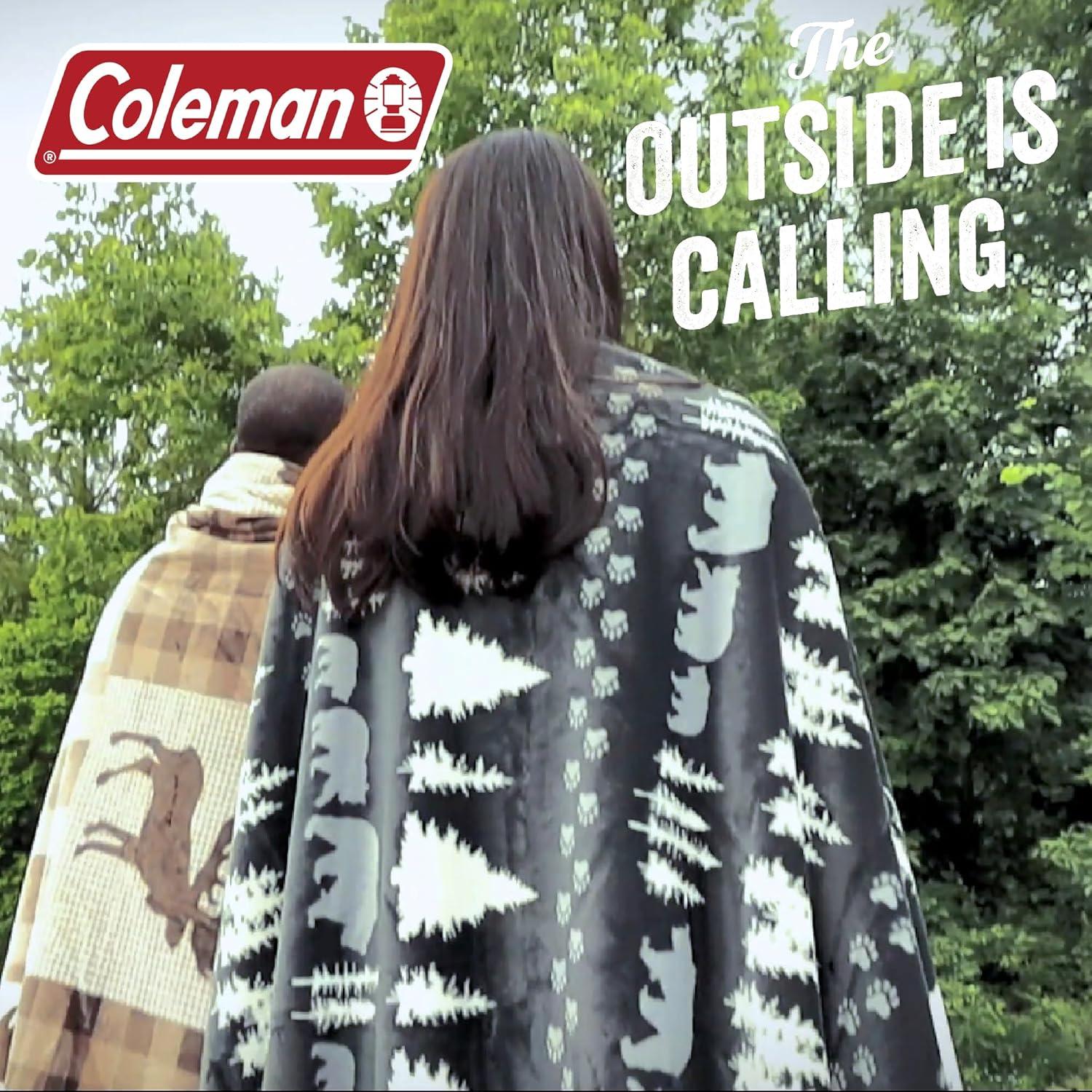 imageCathay Home Coleman Indoor Outdoor Reversible Water Resistant and Sherpa Throw Blanket 50x60 Inch Light BlueGrey