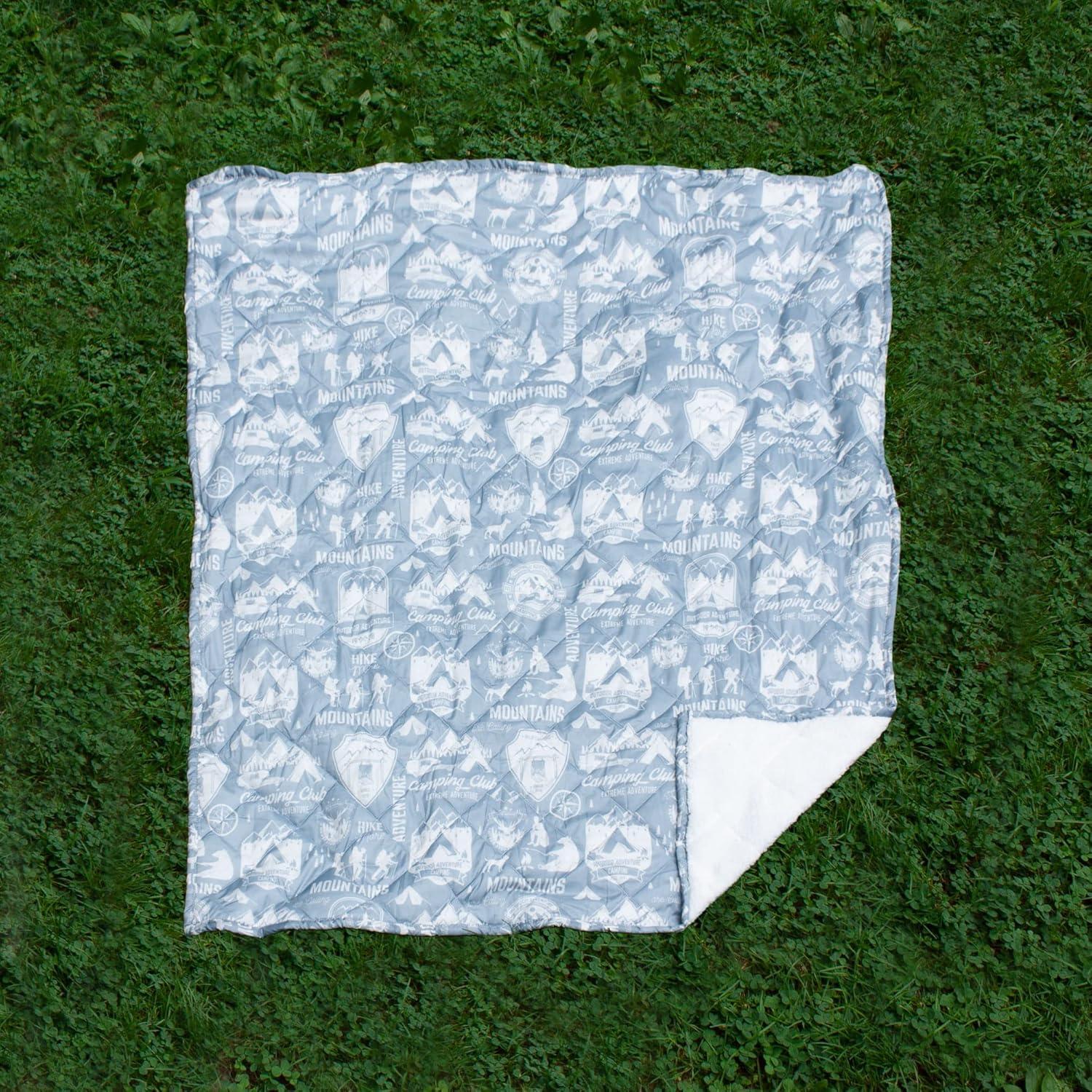 imageCathay Home Coleman Indoor Outdoor Reversible Water Resistant and Sherpa Throw Blanket 50x60 Inch Light BlueLight Blue