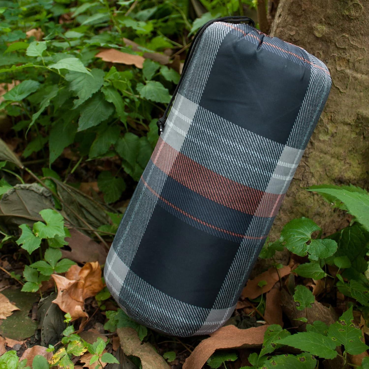 imageCathay Home Coleman Indoor Outdoor Reversible Water Resistant and Sherpa Throw Blanket 50x60 Inch Light BlueNavy