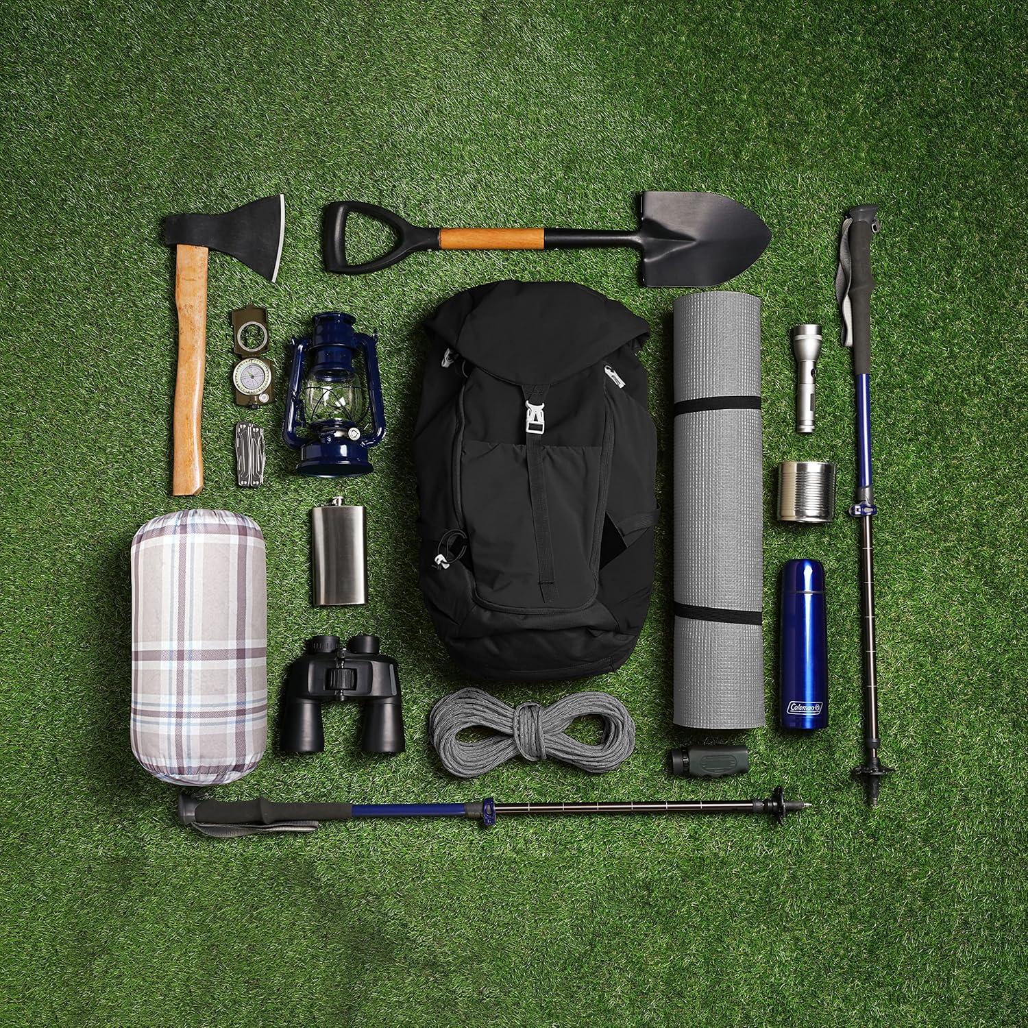 imageCathay Home Coleman Indoor Outdoor Reversible Water Resistant and Sherpa Throw Blanket 50x60 Inch Light BlueTaupe