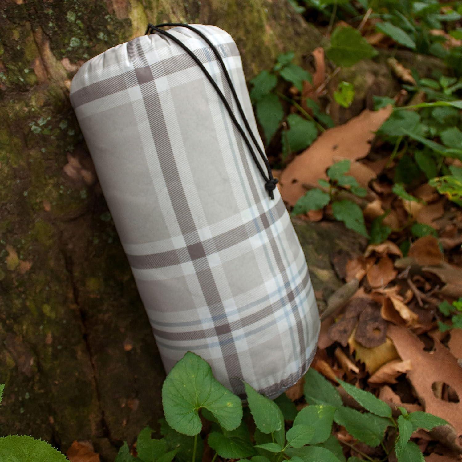 imageCathay Home Coleman Indoor Outdoor Reversible Water Resistant and Sherpa Throw Blanket 50x60 Inch Light BlueTaupe