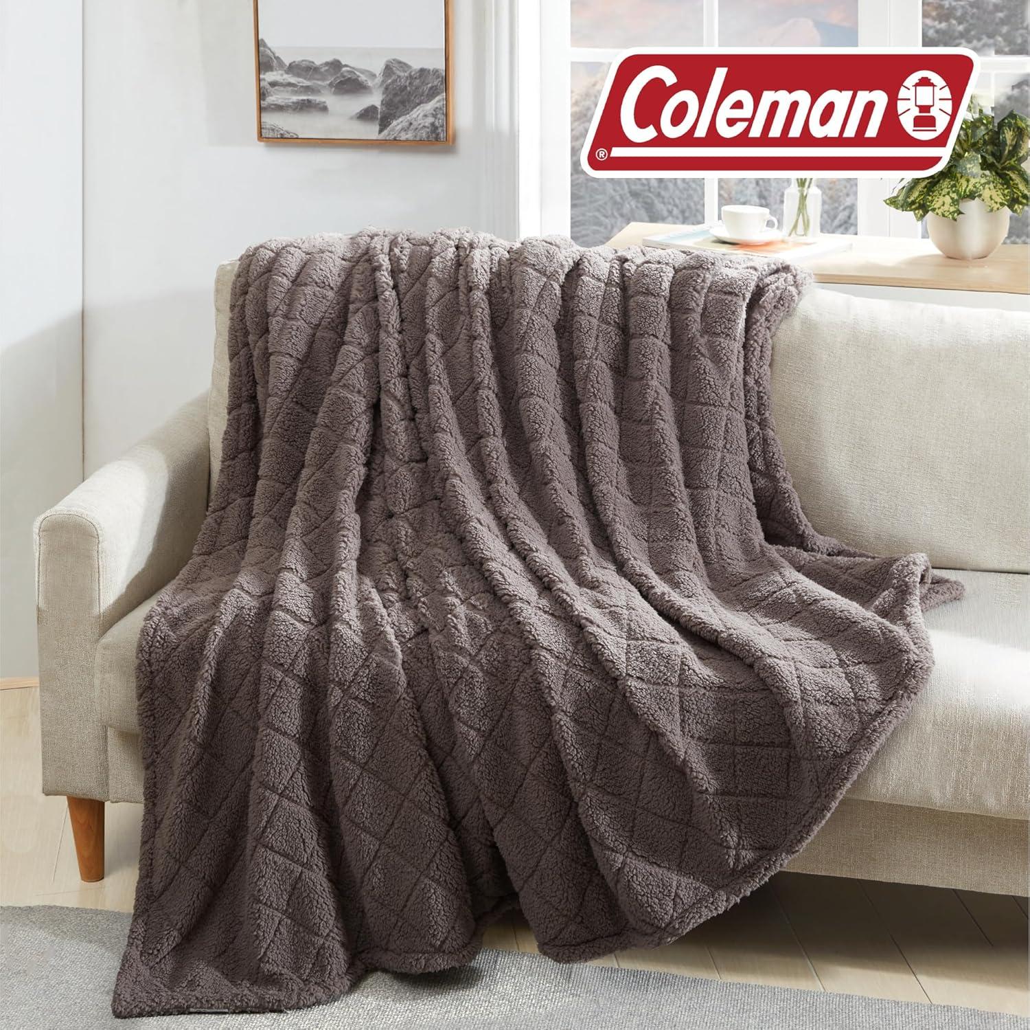 imageCathay Home Coleman Oversize Diamond Quilted Teddy Sherpa Fleece Throw BlanketBedspread  Home Sofa Couch Outdoor Travel Stadium Sports Camping Hiking  Indigo FullQueen 90quotx90quotCharcoal Brown