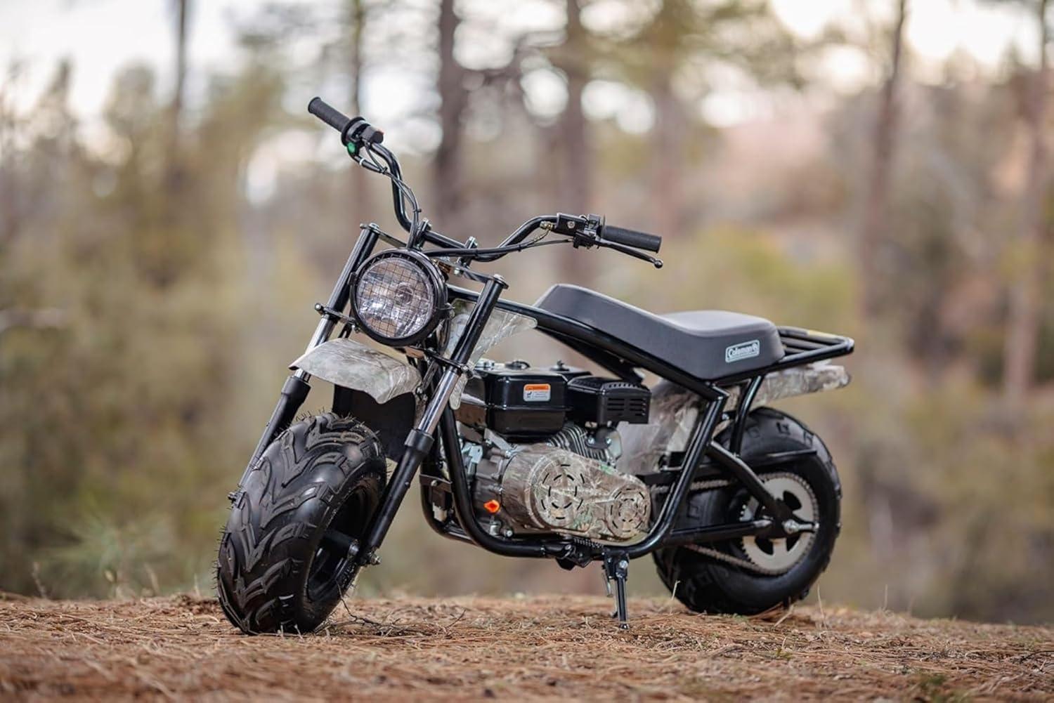 imageColeman Powersports B200C 196cc Gas Powered Camo Minibike for Kids and Adults 1Cylinder 4Stroke 23 Mph 200 lbs Maximum Load Ideal for OffRoad and Trail Riding