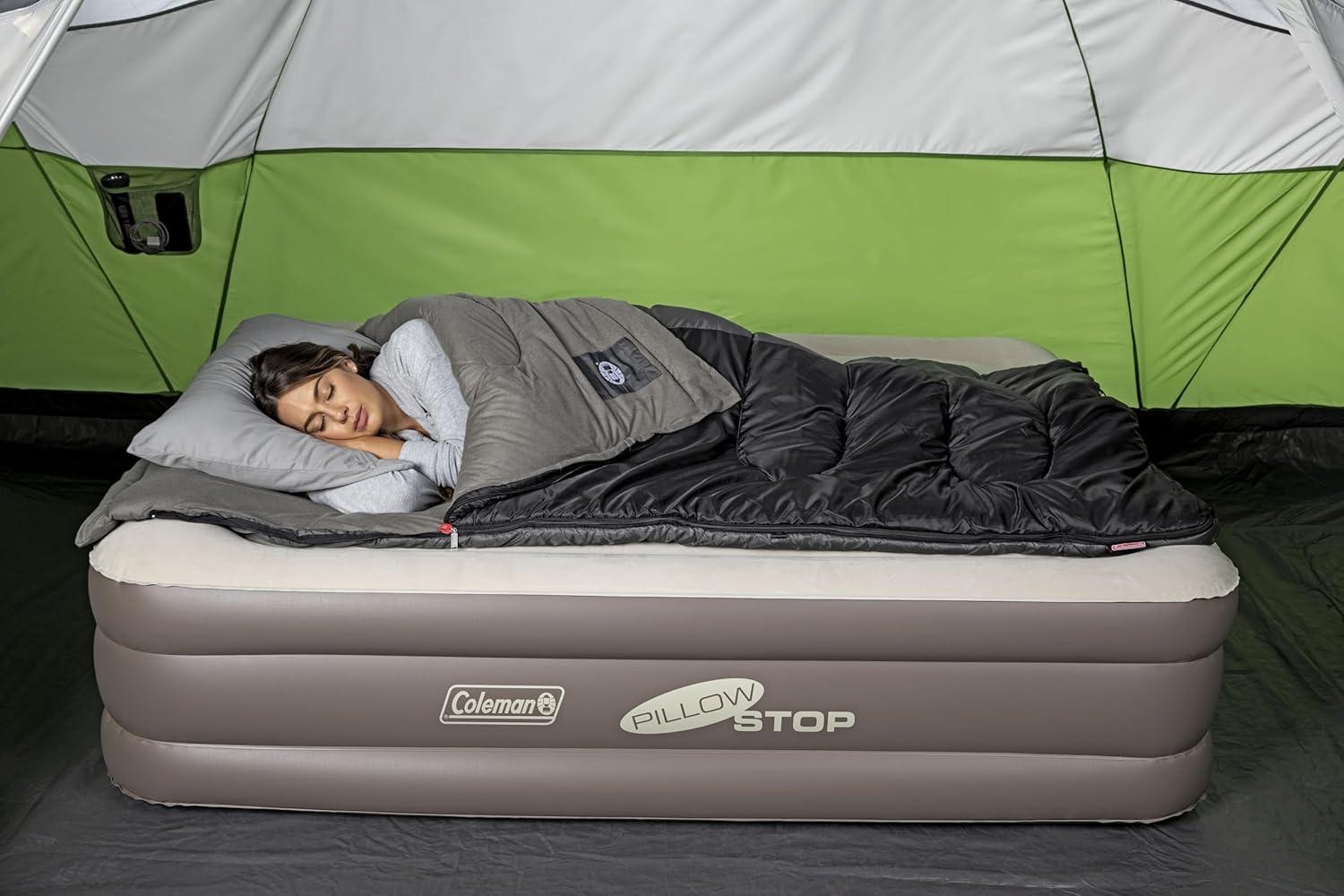 imageColeman SupportRest DoubleHigh 18quot Twin Air Mattress  Indoor and Outdoor Raised Airbed with 120V Rechargeable Air Pump  Blow Up Air Mattress for Camping