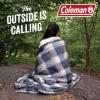 imageCathay Home Coleman Indoor Outdoor Reversible Water Resistant and Sherpa Throw Blanket 50x60 Inch Light BlueNavy