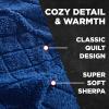 imageCathay Home Coleman Oversize Diamond Quilted Teddy Sherpa Fleece Throw BlanketBedspread  Home Sofa Couch Outdoor Travel Stadium Sports Camping Hiking  Indigo FullQueen 90quotx90quotIndigo