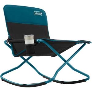 imageColeman Cross Rocker Outdoor Rocking Chair Portable Folding Chair with Padded Arms Cup Holder and WeatherResistant Fabric Supports up to 300lbsDeep Ocean Blue