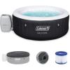 imageColeman SaluSpa Ponderosa AirJet 2 to 4 Person Inflatable Hot Tub Round Portable Outdoor Spa with 120 Soothing Jets with Cover OrangeBlack