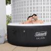 imageColeman SaluSpa Ponderosa AirJet 2 to 4 Person Inflatable Hot Tub Round Portable Outdoor Spa with 120 Soothing Jets with Cover OrangeBlack