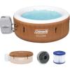 imageColeman SaluSpa Ponderosa AirJet 2 to 4 Person Inflatable Hot Tub Round Portable Outdoor Spa with 120 Soothing Jets with Cover OrangeOrange