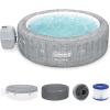 imageColeman SaluSpa AirJet 7 Person Inflatable Hot Tub Round Portable Outdoor Spa with 180 Soothing AirJets and Insulated Cover Gray Sicily StandardSicily EnergySense