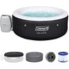 imageColeman SaluSpa Ponderosa AirJet 2 to 4 Person Inflatable Hot Tub Round Portable Outdoor Spa with 120 Soothing Jets with Cover OrangeBlack