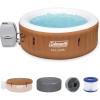 imageColeman SaluSpa Ponderosa AirJet 2 to 4 Person Inflatable Hot Tub Round Portable Outdoor Spa with 120 Soothing Jets with Cover OrangeOrange