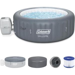 imageBestway Coleman Palm Springs 4 to 6 Person EnergySense Smart AirJet Plus Inflatable Hot Tub Outdoor Spa with 140 AirJets and Insulated Cover6 Capacity Energy Efficient Grey