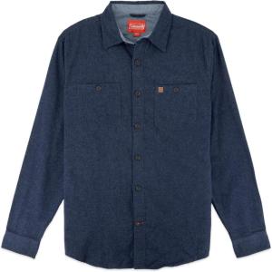 image:imageColeman Mens LongSleeve Flannel Shirt Midweight Western Plaid ButtonDown BlueGrey MediumNavy Heather