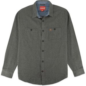 image:imageColeman Mens LongSleeve Flannel Shirt Midweight Western Plaid ButtonDown BlueGrey MediumOlive Heather