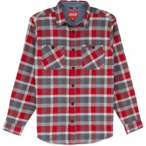 image:imageColeman Mens LongSleeve Flannel Shirt Midweight Western Plaid ButtonDown BlueGrey MediumRed